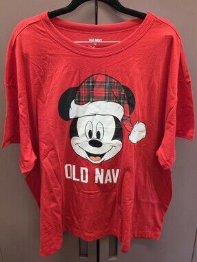 Old Navy Womens 2X Disney Red Plaid Flannel Pajama SET Mickey And Minnie NWT